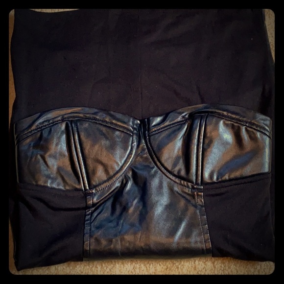 Vintage- Forever 21 Faux Leather strapless mini dress - Picture 2 of 7